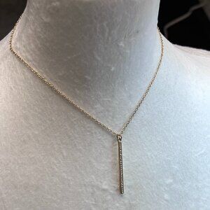 Charming Charlie Gold Plated CZ Bar Pendant Necklace